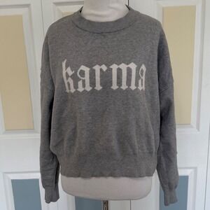 STELLA TWEED Grey Karma Graphic Crewneck Sweater Women's Size M